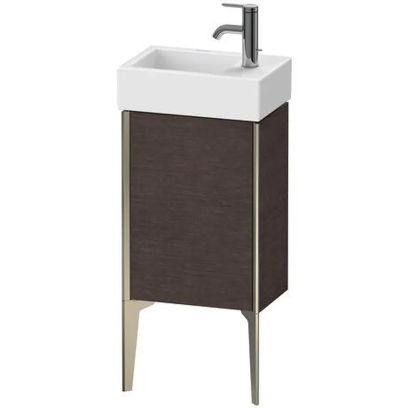 Professional Grade Duravit Xviu 14" x 19" x 9" One Door Floorstanding Vanity Unit With Left Hinge, Brushed Dark Oak Real Wood Veneer (XV4530LB172)