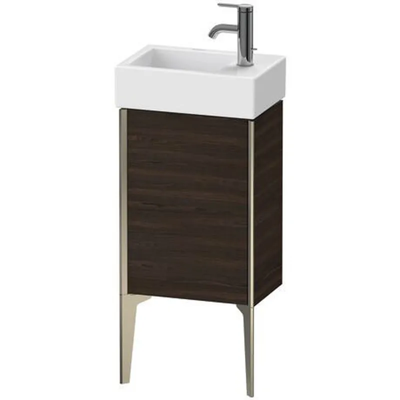 Final Sale Duravit Xviu 14" x 19" x 9" One Door Floorstanding Vanity Unit With Left Hinge, Brushed Walnut Real Wood Veneer (XV4530LB169)