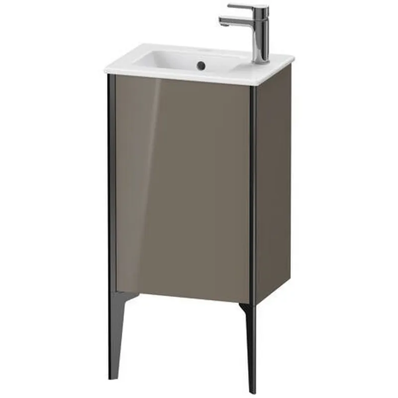 Handmade Duravit Xviu 16" x 23" x 11" One Door Floorstanding Vanity Unit With Right Hinge, Flannel Grey High Gloss Lacquer (XV4480RB289)