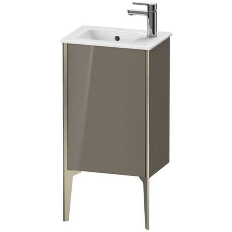 Low Price Duravit Xviu 16" x 23" x 11" One Door Floorstanding Vanity Unit With Right Hinge, Flannel Grey High Gloss Lacquer (XV4480RB189)