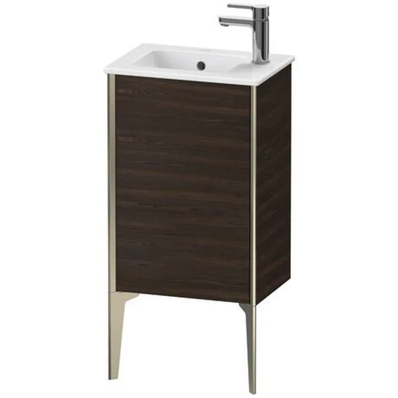 Limited Offer Duravit Xviu 16" x 23" x 11" One Door Floorstanding Vanity Unit With Right Hinge, Brushed Walnut Real Wood Veneer (XV4480RB169)