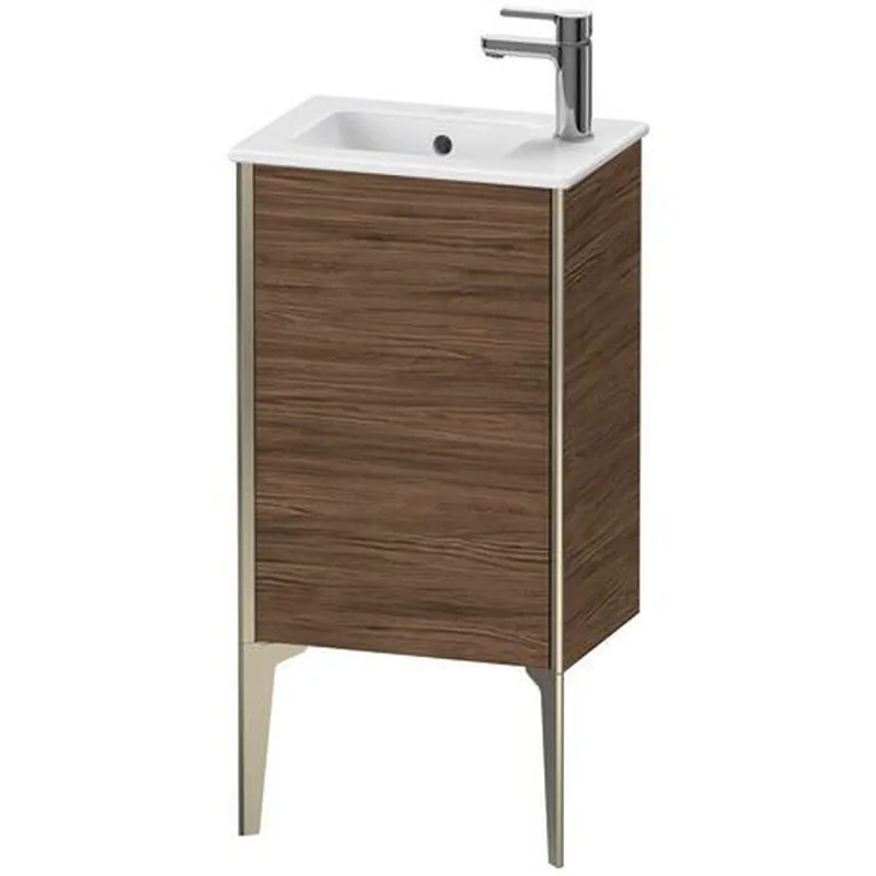 Latest Duravit Xviu 16" x 23" x 11" One Door Floorstanding Vanity Unit With Left Hinge, Walnut Dark (XV4480LB121)