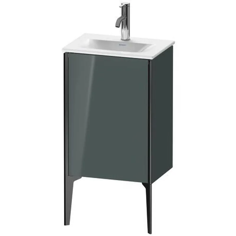 Modern Duravit Xviu 17" x 23" x 12" One Door Floorstanding Vanity Unit With Left Hinge, Dolomiti Grey High Gloss Lacquer (XV4068LB238)