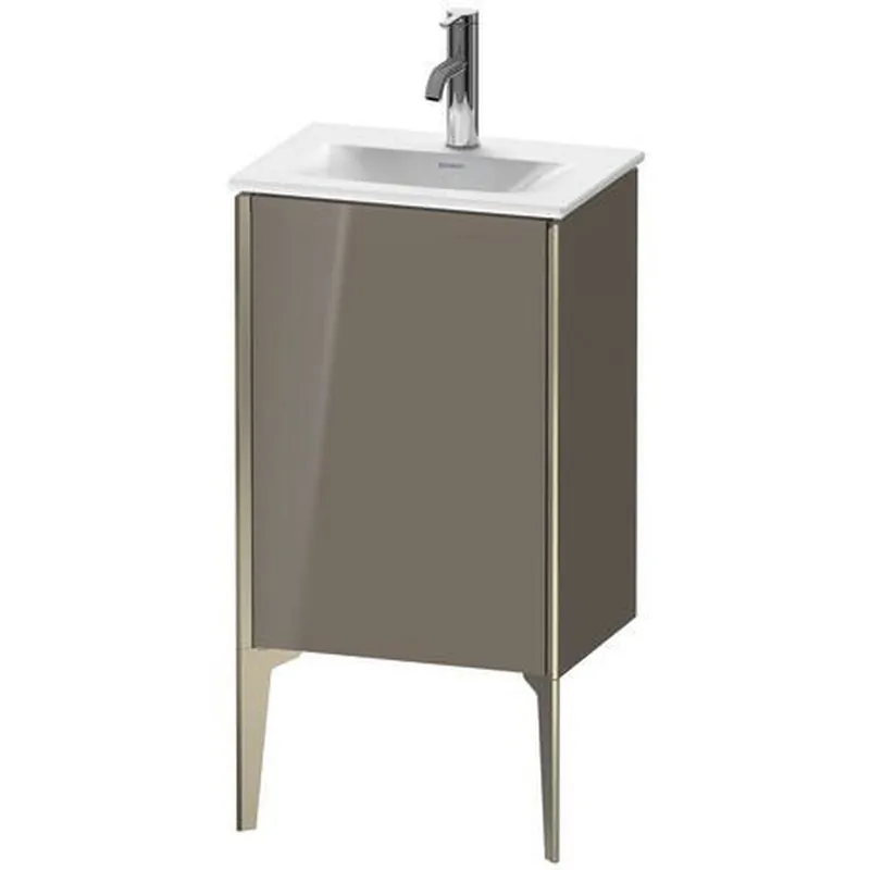 Duravit Xviu 17" x 23" x 12" One Door Floorstanding Vanity Unit With Left Hinge, Flannel Grey High Gloss Lacquer (XV4068LB189) Free Returns