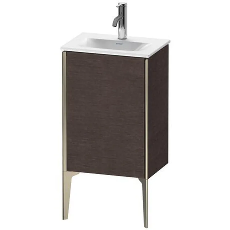 Duravit Xviu 17" x 23" x 12" One Door Floorstanding Vanity Unit With Left Hinge, Brushed Dark Oak Real Wood Veneer (XV4068LB172) Premium