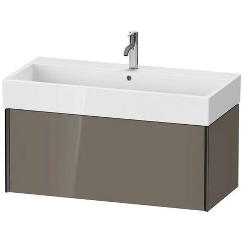 Authentic Duravit Xviu 39" x 16" x 18" One Drawer Wall-Mount Vanity Unit, Flannel Grey High Gloss Lacquer (XV42370B289)