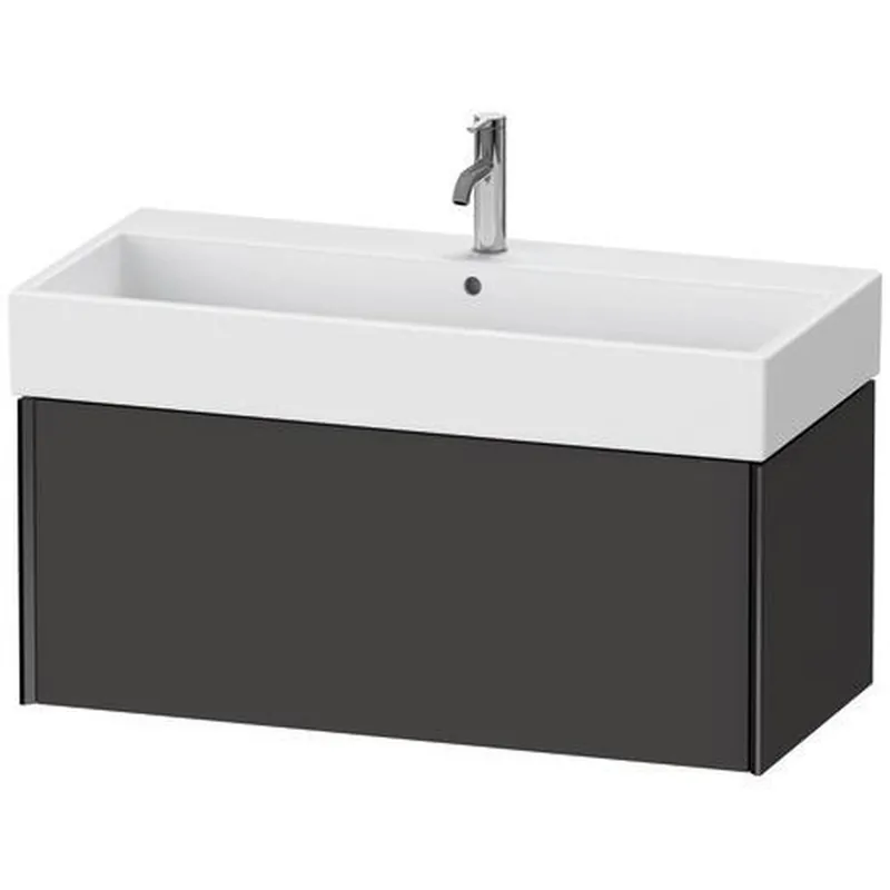 Viral Duravit Xviu 39" x 16" x 18" One Drawer Wall-Mount Vanity Unit, Graphite Super Matt (XV42370B280)