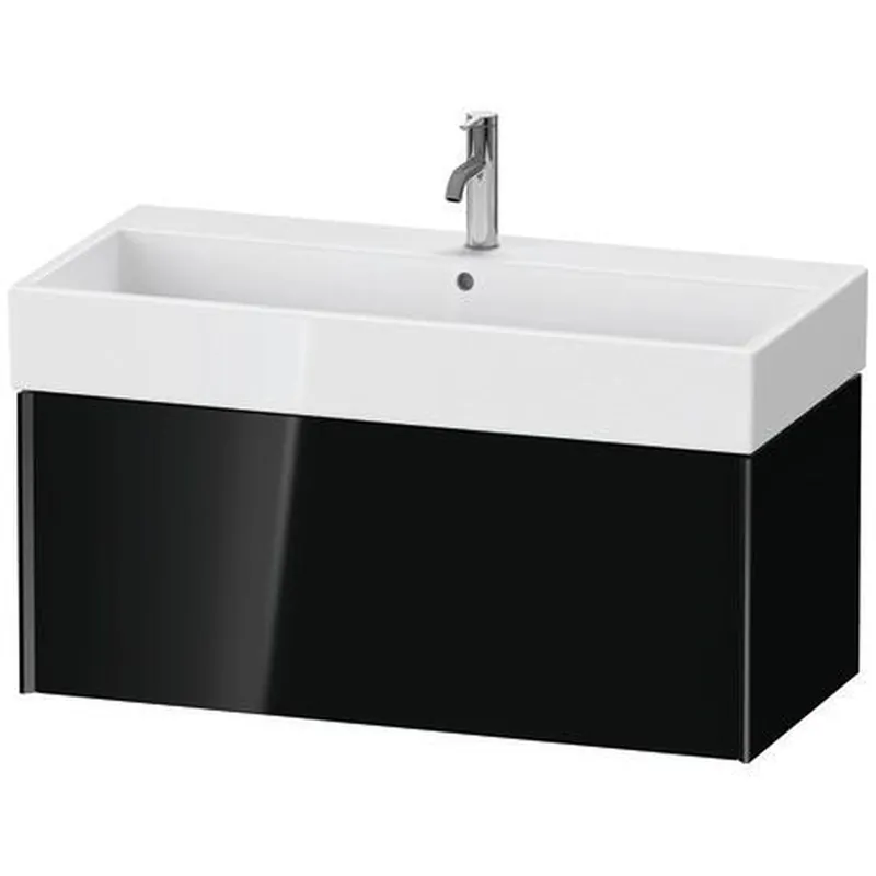 Duravit Xviu 39" x 16" x 18" One Drawer Wall-Mount Vanity Unit, Black High Gloss Lacquer (XV42370B240) Professional Grade