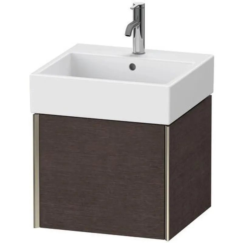 Authentic Duravit Xviu 19" x 16" x 18" One Drawer Wall-Mount Vanity Unit, Brushed Dark Oak Real Wood Veneer (XV42330B172)