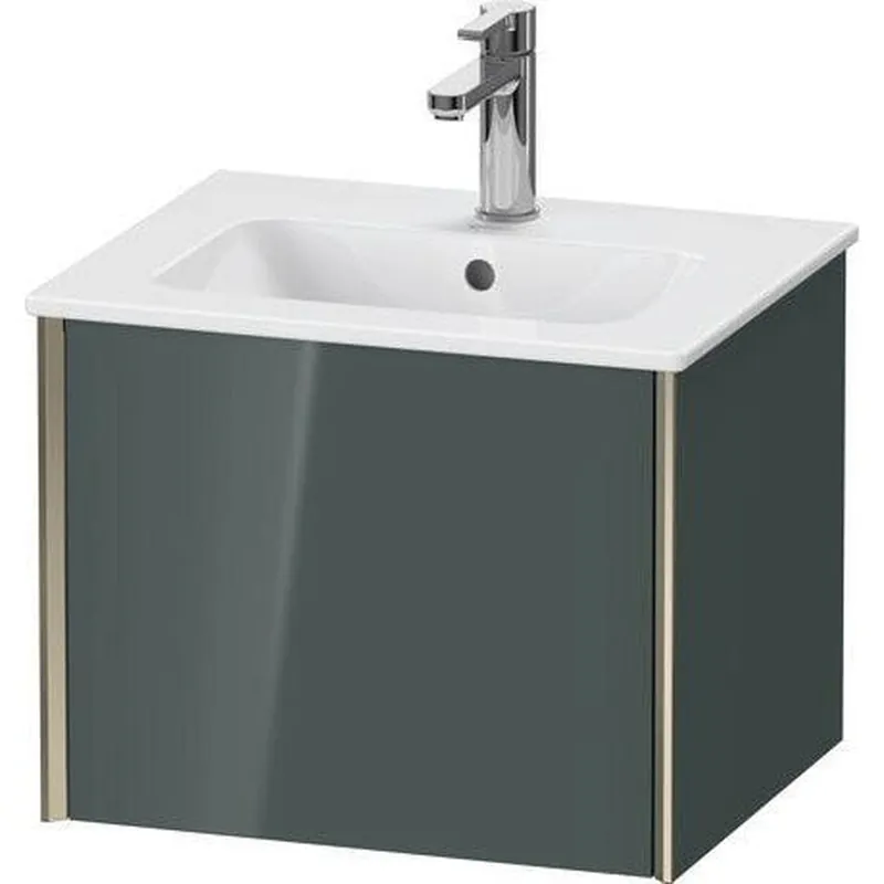 Authentic Duravit Xviu 20" x 16" x 17" One Drawer Wall-Mount Vanity Unit, Dolomiti Grey High Gloss Lacquer (XV42150B138)