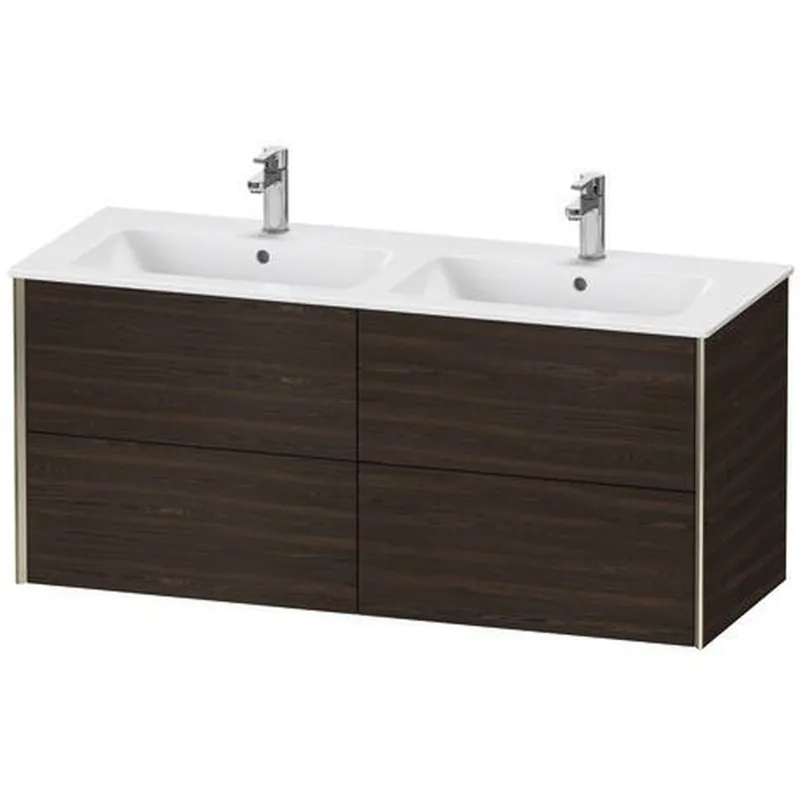 Limited Time Duravit Xviu 50" x 22" x 19" Four Drawer Wall-Mount Vanity Unit, Brushed Walnut Real Wood Veneer (XV41290B169)