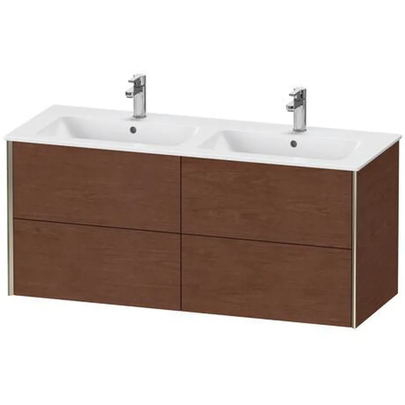 Original Duravit Xviu 50" x 22" x 19" Four Drawer Wall-Mount Vanity Unit, American Walnut (XV41290B113)