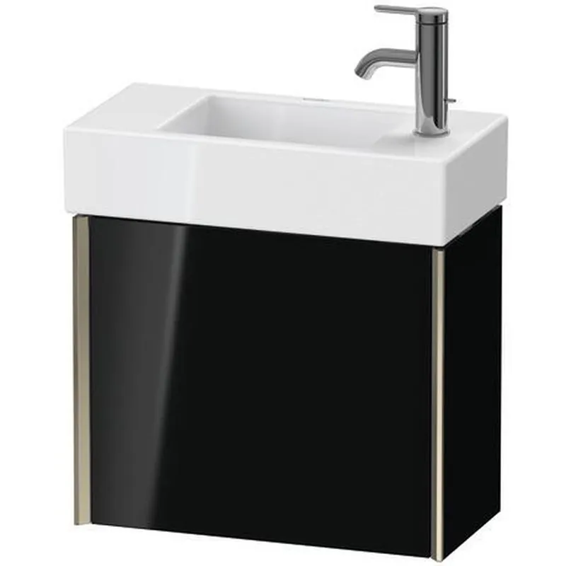 Viral Duravit Xviu 19" x 16" x 9" One Door Wall-Mount Vanity Unit With Left Hinge, Black High Gloss Lacquer (XV4232LB140)
