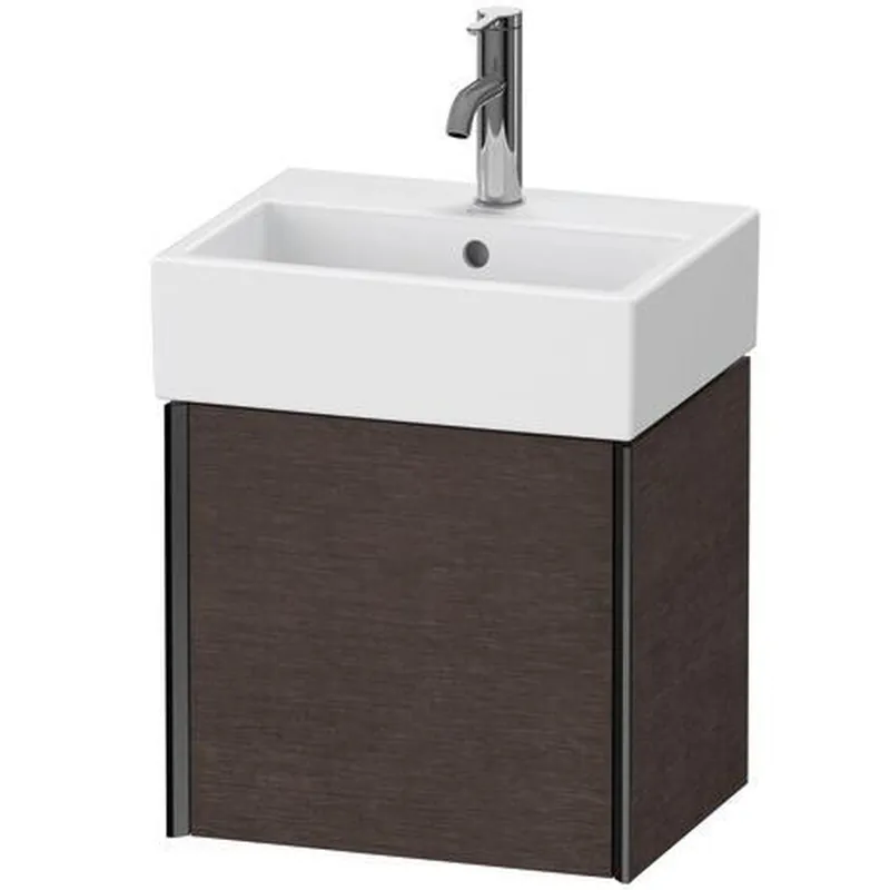 Buy Online Duravit Xviu 17" x 16" x 13" One Door Wall-Mount Vanity Unit With Right Hinge, Brushed Dark Oak Real Wood Veneer (XV4231RB272)
