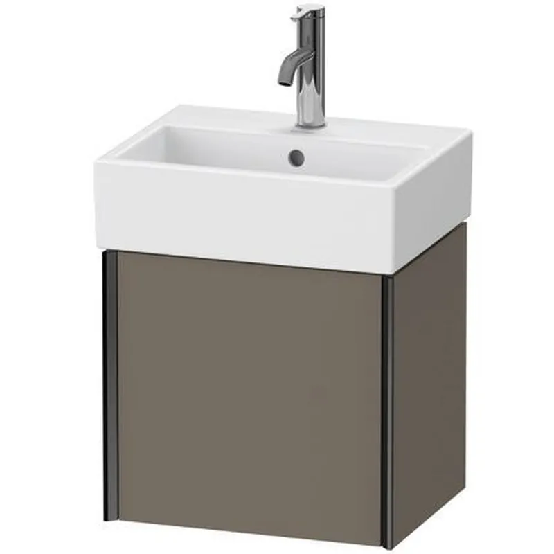 Certified Duravit Xviu 17" x 16" x 13" One Door Wall-Mount Vanity Unit With Left Hinge, Flannel Grey Satin Matt Lacquer (XV4231LB290)