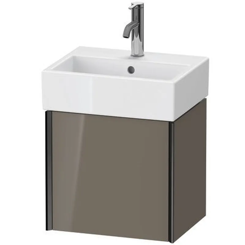 Fresh Stock Duravit Xviu 17" x 16" x 13" One Door Wall-Mount Vanity Unit With Left Hinge, Flannel Grey High Gloss Lacquer (XV4231LB289)