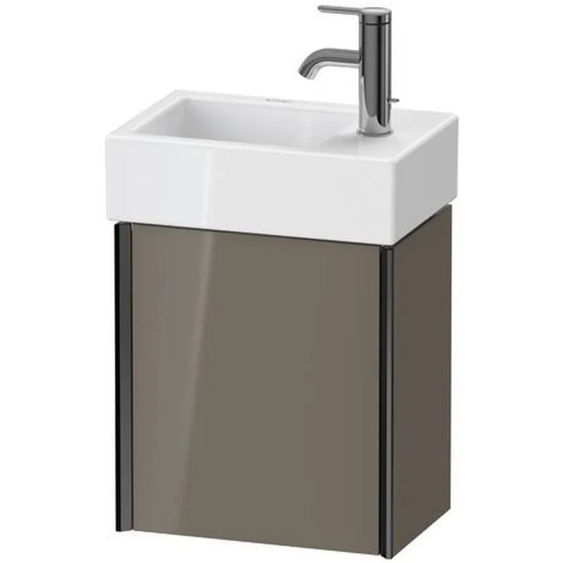 Authentic Duravit Xviu 14" x 16" x 9" One Door Wall-Mount Vanity Unit With Right Hinge, Flannel Grey High Gloss Lacquer (XV4230RB289)