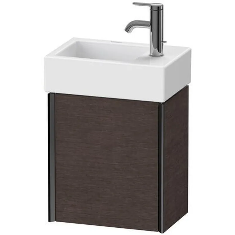 Duravit Xviu 14" x 16" x 9" One Door Wall-Mount Vanity Unit With Left Hinge, Brushed Dark Oak Real Wood Veneer (XV4230LB272) Modern