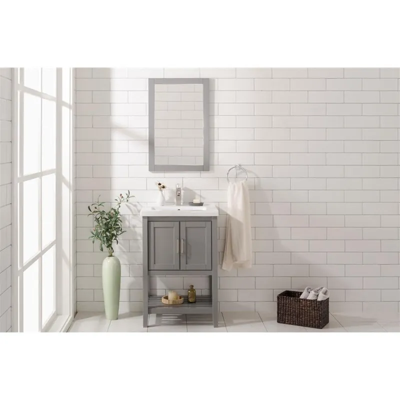 Legion Furniture WLF9024 24" Gray Freestanding Vanity Cabinet With White Ceramic Top and Sink Price Drop
