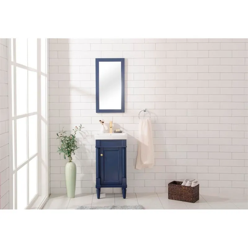 Legion Furniture WLF9218 18" Blue Freestanding Vanity Cabinet With White Ceramic Top and Sink Certified