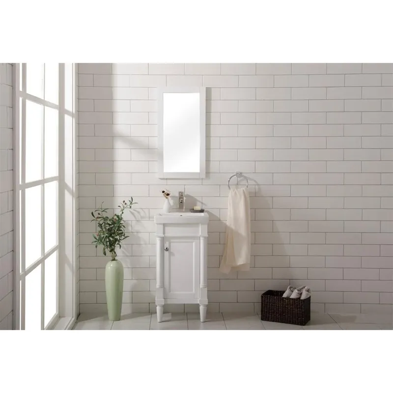 Legion Furniture WLF9218 18" White Freestanding Vanity Cabinet With White Ceramic Top and Sink Top Rated