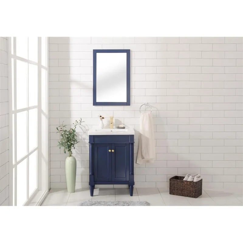 Legion Furniture WLF9224 24" Blue Freestanding Vanity Cabinet With White Ceramic Top and Sink Buy Online