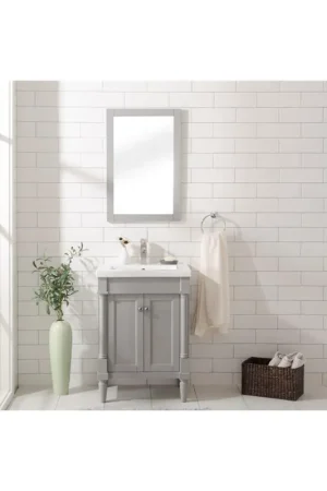 Direct From Manufacturer Legion Furniture WLF9224 24" Gray Freestanding Vanity Cabinet With White Ceramic Top and Sink