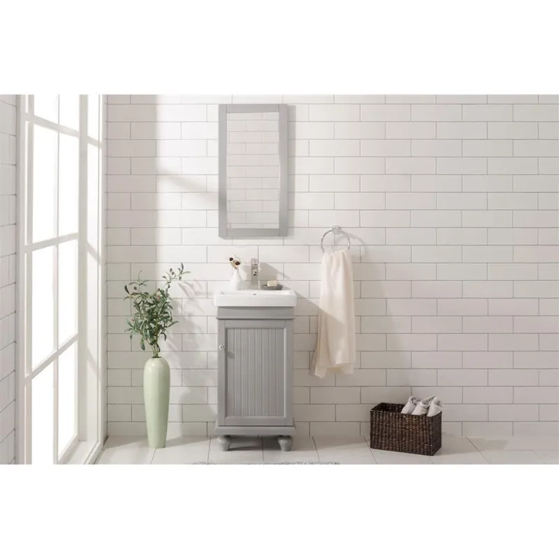 Legion Furniture WLF9318 18" Gray Freestanding Vanity Cabinet With White Ceramic Top and Sink Last Chance