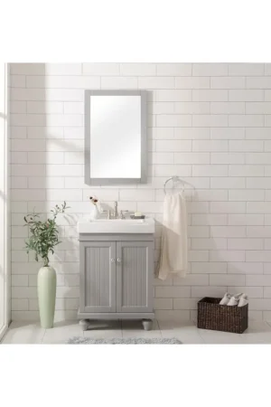 Factory Price Legion Furniture WLF9324 24" Gray Freestanding Vanity Cabinet With White Ceramic Top and Sink