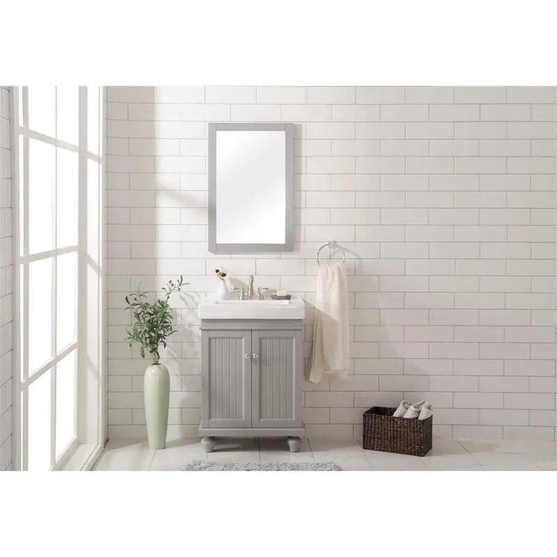 Factory Price Legion Furniture WLF9324 24" Gray Freestanding Vanity Cabinet With White Ceramic Top and Sink