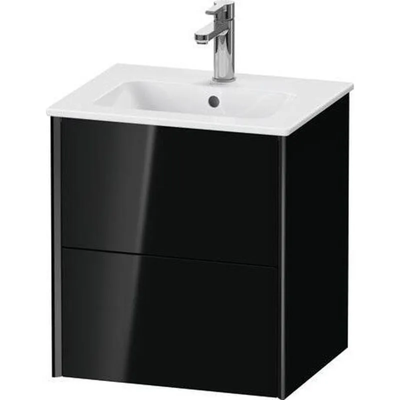 Duravit Xviu 20" x 22" x 17" Two Drawer Wall-Mount Vanity Unit, Black High Gloss Lacquer (XV43150B240) Direct From Factory