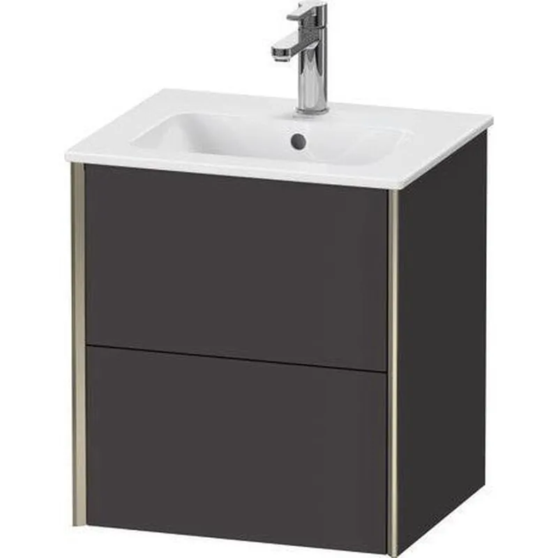 Fresh Stock Duravit Xviu 20" x 22" x 17" Two Drawer Wall-Mount Vanity Unit, Graphite Super Matt (XV43150B180)
