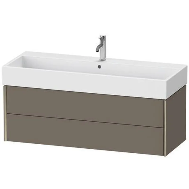 One Day Deal Duravit Xviu 47" x 16" x 18" Two Drawer Wall-Mount Vanity Unit, Flannel Grey Satin Matt Lacquer (XV43380B190)