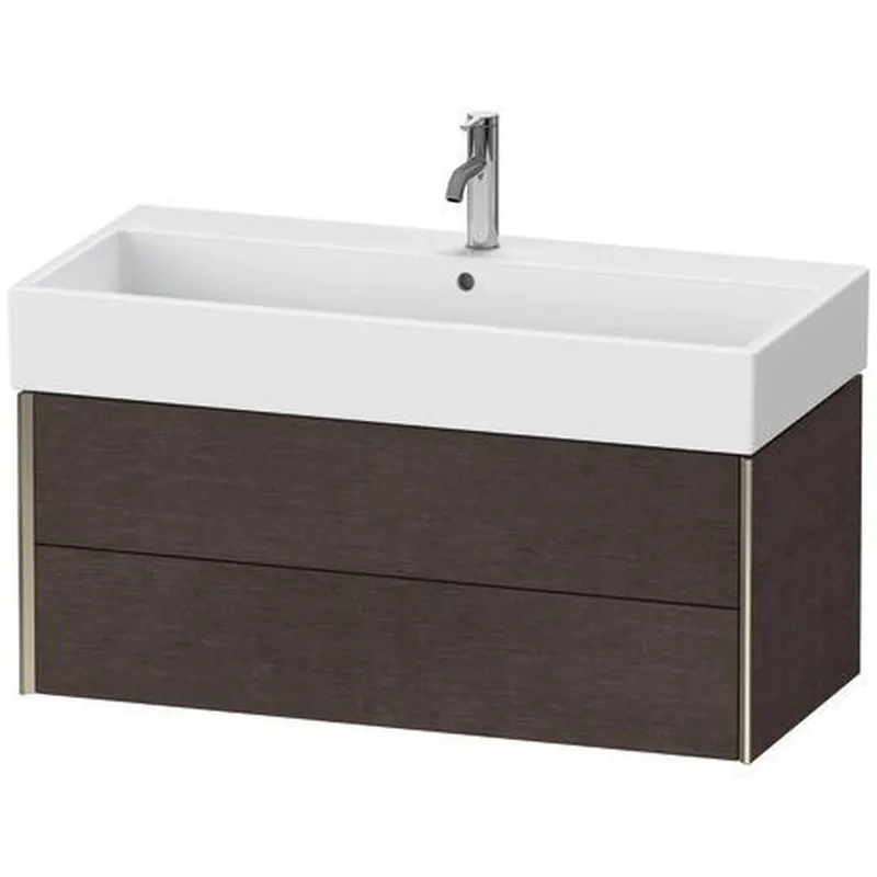 Duravit Xviu 39" x 16" x 18" Two Drawer Wall-Mount Vanity Unit, Brushed Dark Oak Real Wood Veneer (XV43370B172) Certified