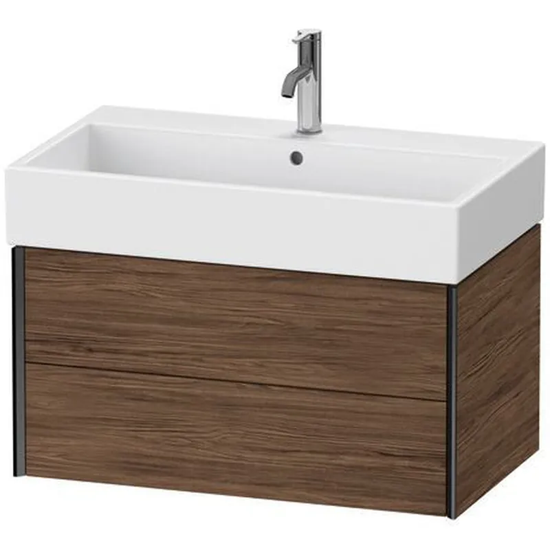 Modern Duravit Xviu 31" x 16" x 18" Two Drawer Wall-Mount Vanity Unit, Walnut Dark (XV43360B221)