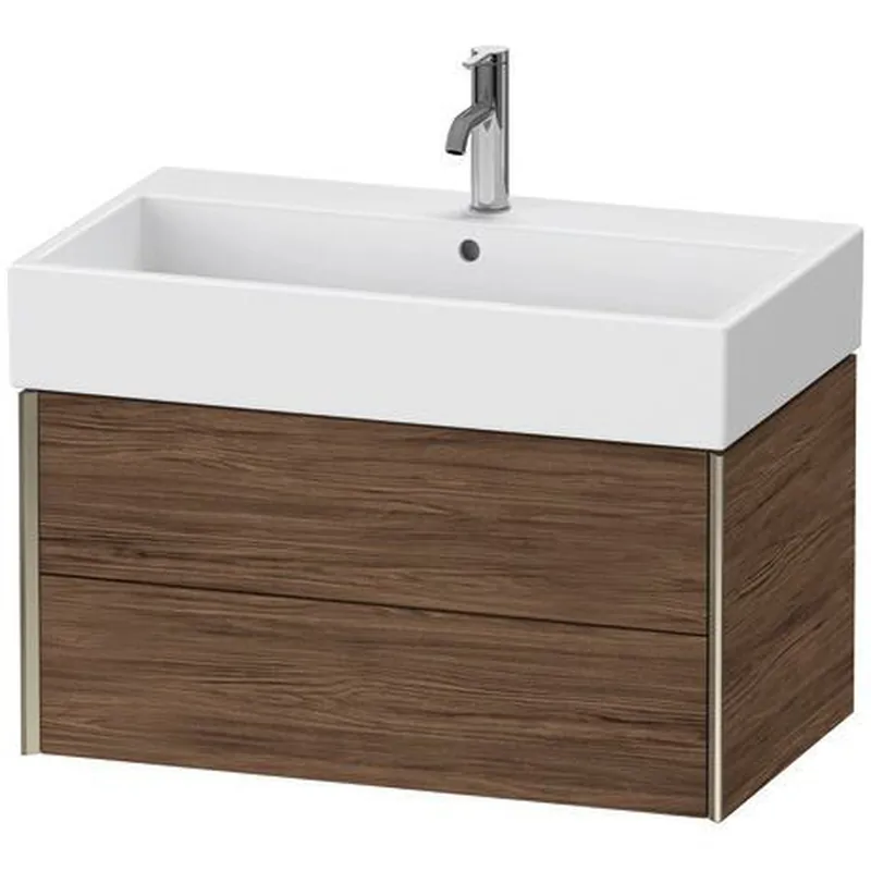 Deal Duravit Xviu 31" x 16" x 18" Two Drawer Wall-Mount Vanity Unit, Walnut Dark (XV43360B121)
