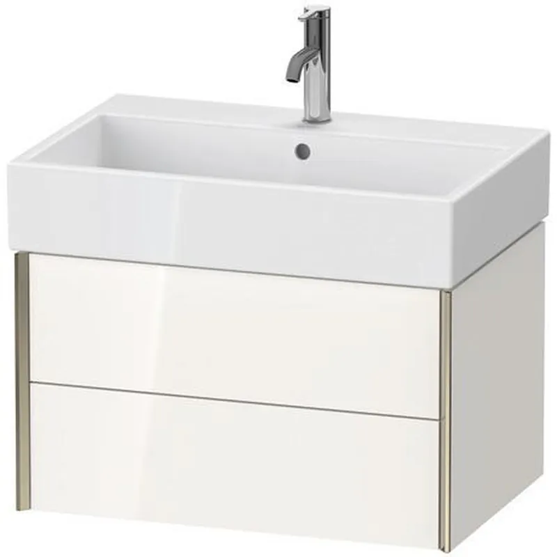 Modern Duravit Xviu 27" x 16" x 18" Two Drawer Wall-Mount Vanity Unit, White High Gloss Lacquer (XV43350B185)