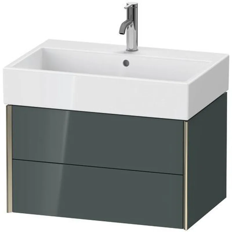 Shop Now Duravit Xviu 27" x 16" x 18" Two Drawer Wall-Mount Vanity Unit, Dolomiti Grey High Gloss Lacquer (XV43350B138)