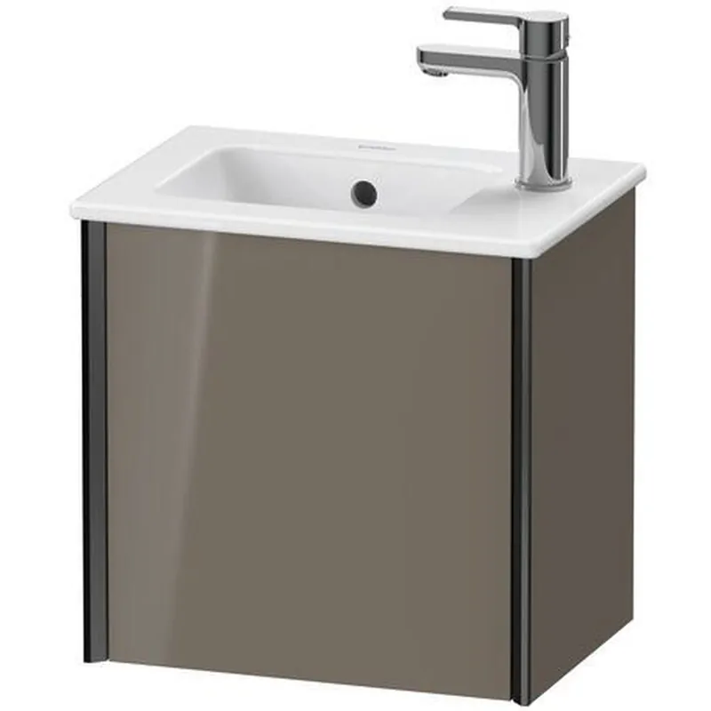 Trending Duravit Xviu 16" x 16" x 11" One Door Wall-Mount Vanity Unit With Right Hinge, Flannel Grey High Gloss Lacquer (XV4024RB289)