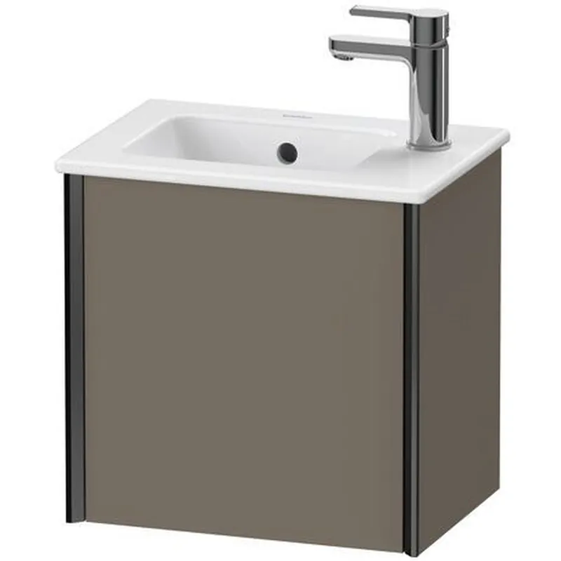 Shop Now Duravit Xviu 16" x 16" x 11" One Door Wall-Mount Vanity Unit With Left Hinge, Flannel Grey Satin Matt Lacquer (XV4024LB290)