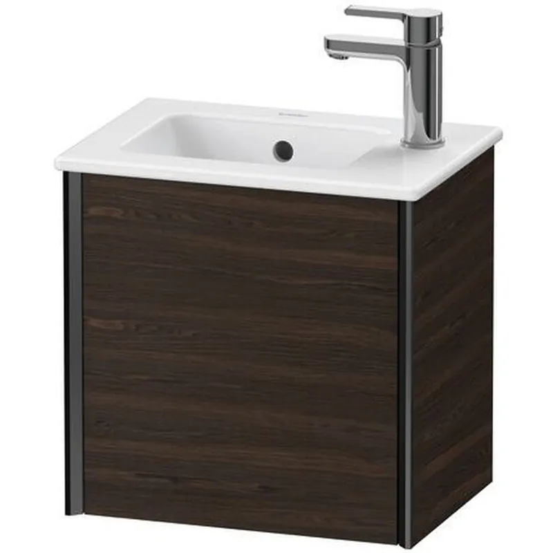 Must Have Duravit Xviu 16" x 16" x 11" One Door Wall-Mount Vanity Unit With Left Hinge, Brushed Walnut Real Wood Veneer (XV4024LB269)