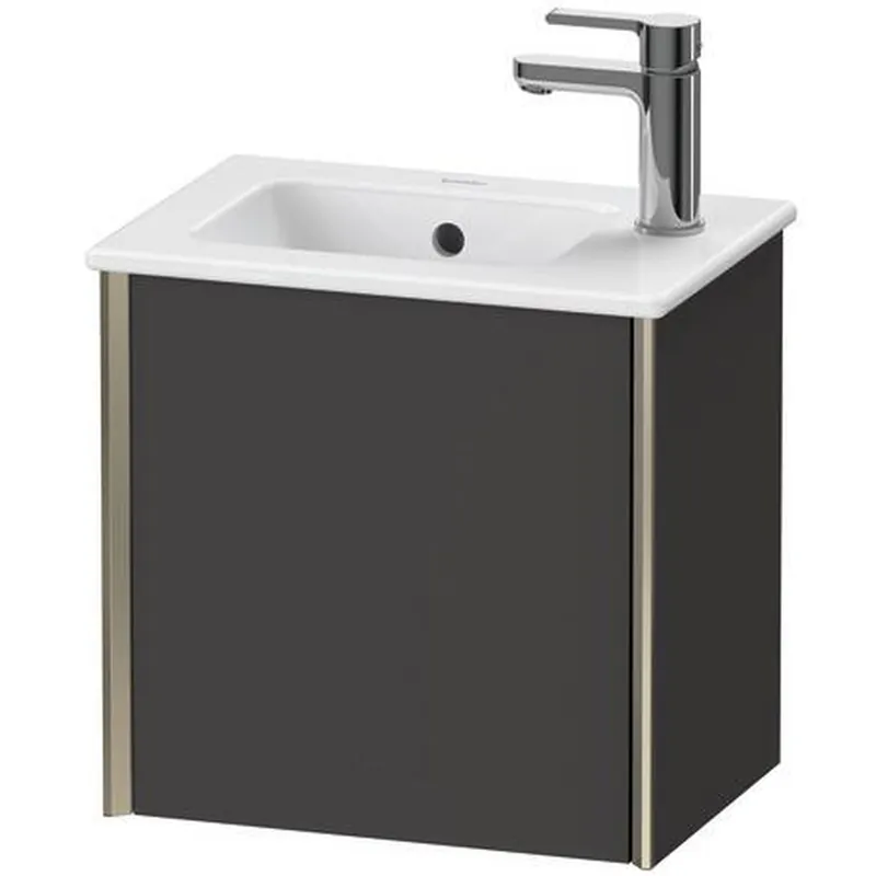 One Day Deal Duravit Xviu 16" x 16" x 11" One Door Wall-Mount Vanity Unit With Left Hinge, Graphite Super Matt (XV4024LB180)