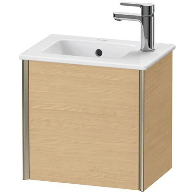 Trending Duravit Xviu 16" x 16" x 11" One Door Wall-Mount Vanity Unit With Left Hinge, Natural Oak (XV4024LB130)