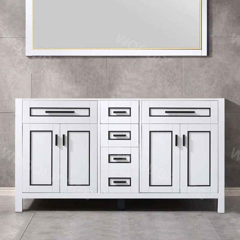 Woodbridge Milan 60" White Solid Wood Vanity Base With Black Trim Grab Now