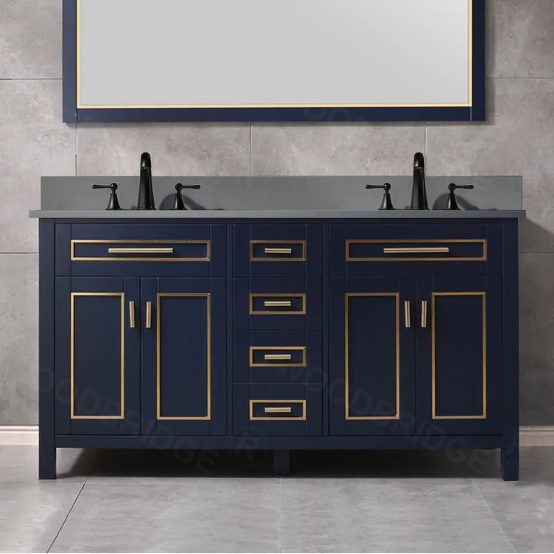 Woodbridge Milan 61" Navy Blue Solid Wood Vanity Base and Dark Gray Engineered Stone Composite Top, Single Basin With Pre-Drilled 3-Hole for 8" Widespread Faucet Super Sale