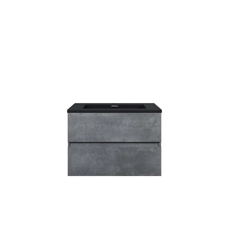 Price Drop Woodbridge California Style 30" Gray Contemporary Wall Hung Floating Vanity and Black Quartz Sand Composite Vanity Top With Integrated Single Sink