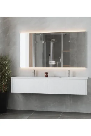 Laviva Legno 72" Alabaster White Vanity Base and Matte White Solid Surface Countertop With Integrated Double Sink Place Order