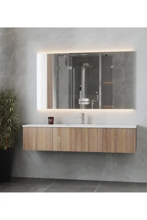 Laviva Legno 66" Weathered Gray Vanity Base and Matte White Solid Surface Countertop With Integrated Sink New Arrival