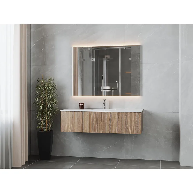 Order Now Laviva Legno 54" Weathered Gray Vanity Base and Matte White Solid Surface Countertop With Integrated Sink