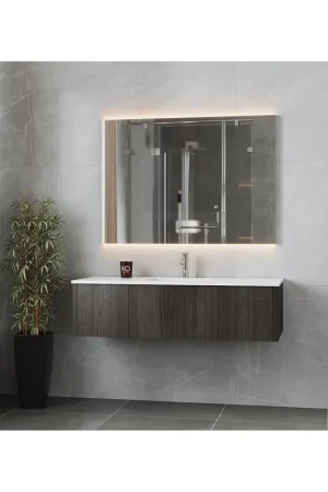 Laviva Legno 54" Carbon Oak Vanity Base and Matte White Solid Surface Countertop With Integrated Sink Best Price